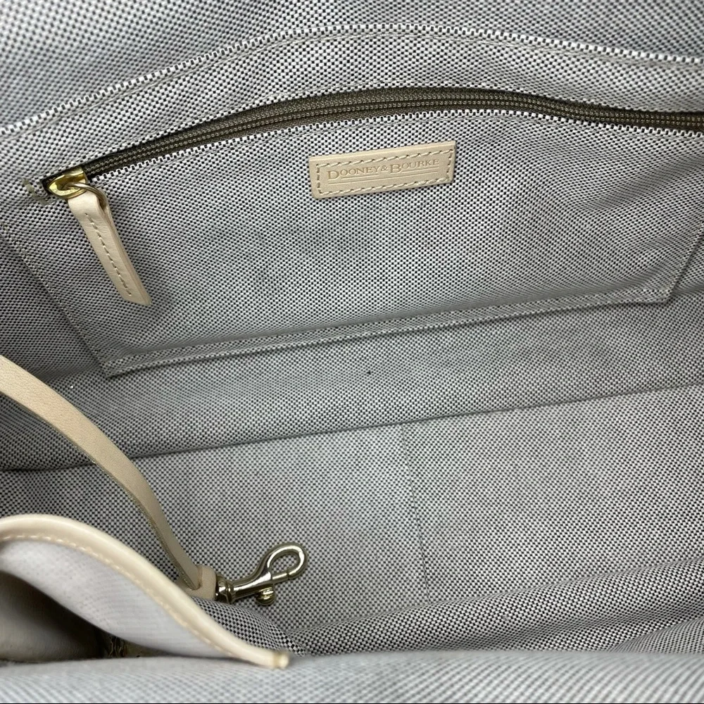 Dooney & Bourke Buckle Satchel Tote Bag Purse ID Card DB Signature Leather Trim - Picture 8 of 13